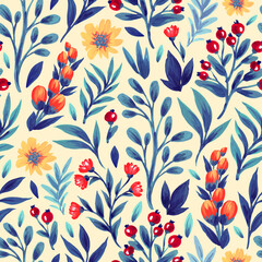 Seamless floral pattern. Design for wallpaper, fabric, wrapping paper, cover and more.