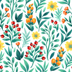 Seamless floral pattern. Design for wallpaper, fabric, wrapping paper, cover and more.