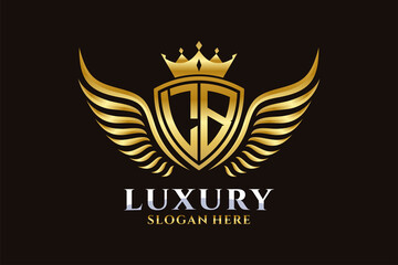 Luxury royal wing Letter LB crest Gold color Logo vector, Victory logo, crest logo, wing logo, vector logo template.