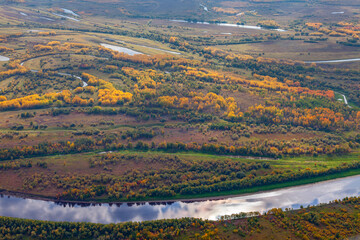 Fores lake in autumn, top view