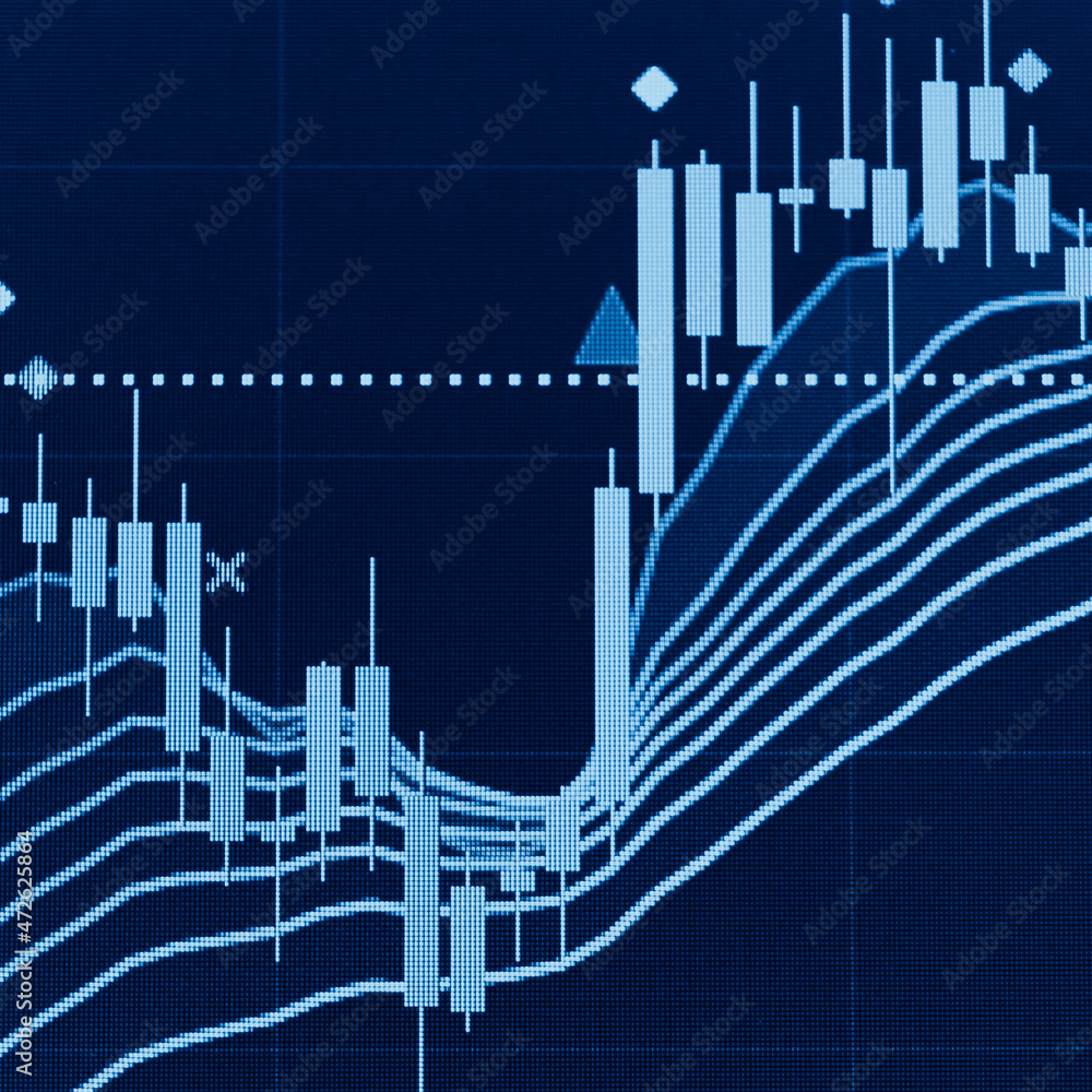 Aufkleber abstract financial trading graphs and digital number of foreign exchange market trading on monitor. 