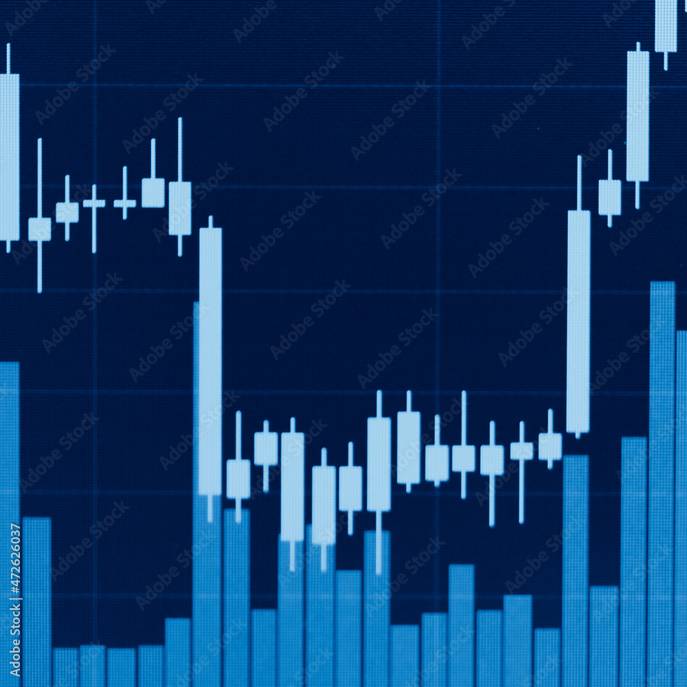 Poster abstract financial trading graphs and digital number of foreign exchange market trading on monitor. 