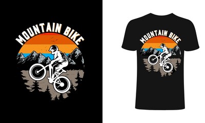 Mountain Bike typography for clothes. Graphics for the print products, t-shirt, vintage sports apparel. Vector illustration, fashion, badge.