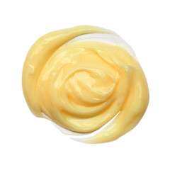 Yellow cosmetic creme sample isolated on white background