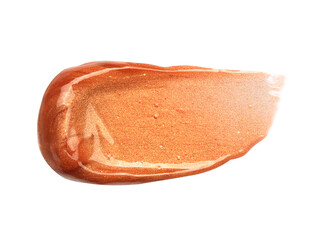 Smudged orange lip gloss sample isolated