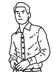 black and white of cute man for coloring