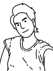 black and white of cute man for coloring