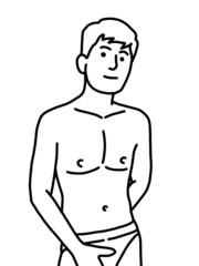 Fototapeta premium black and white of cute man for coloring