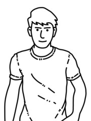 black and white of cute man for coloring