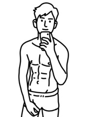 black and white of cute man for coloring