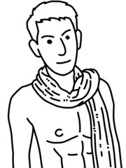 black and white of cute man for coloring