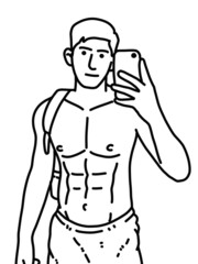 black and white of cute man for coloring