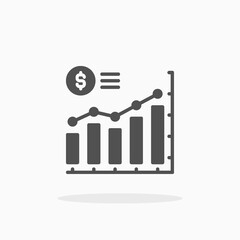 Chart Bar icon. Solid or Glyph style. Enjoy this icon for your project.