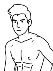 black and white of cute man for coloring