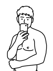 black and white of cute man for coloring