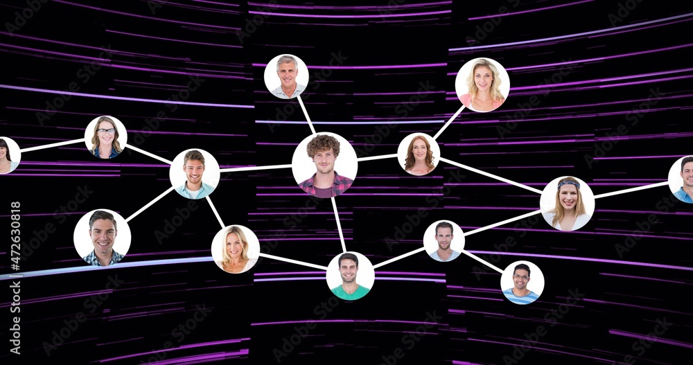 Poster composite image of people connected globally through networking against abstract background