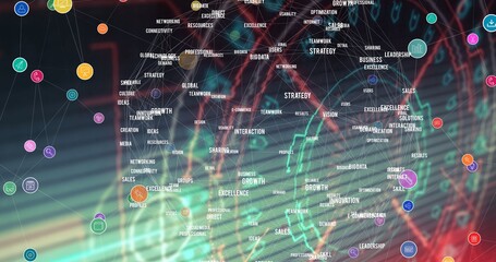 Composite image of global connections and digital networking over computer interface