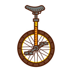 Fototapeta na wymiar Unicycle icon in vintage style. Monowheel bicycle