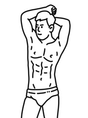 Fototapeta premium black and white of cute man for coloring