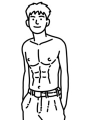 Fototapeta premium black and white of cute man for coloring