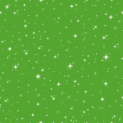 Green seamless pattern with white tiny stars.