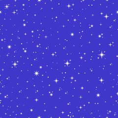 White tiny stars seamless pattern with blue background.