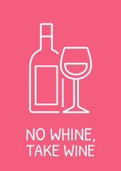 Drinking wine together with friends postcard with linear glyph icon. Greeting card with decorative vector design. Simple style poster with creative lineart illustration. Flyer with holiday wish