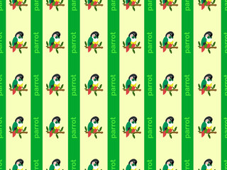 bird cartoon character seamless pattern  on green and yellow background