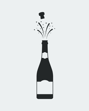 Champagne open graphic icon. Splashes of champagne sign isolated on white background. Vector illustration