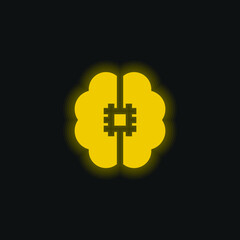 Fototapeta premium Artificial Intelligence yellow glowing neon icon