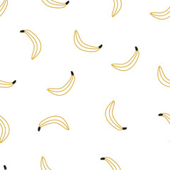 Fototapeta na wymiar Seamless pattern with banana fruit on white background. The vector illustration is made in manual technique.Cute baby background