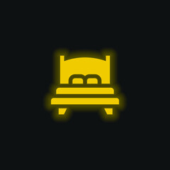 Bed yellow glowing neon icon