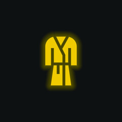 Bathrobe yellow glowing neon icon