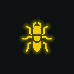 Ant yellow glowing neon icon