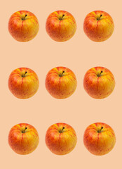 Fototapeta na wymiar collage of apples on pink 