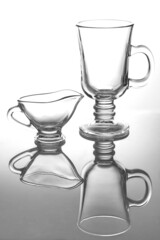 glass glasses on white background with reflection