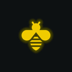 Bee yellow glowing neon icon