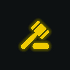 Auction yellow glowing neon icon