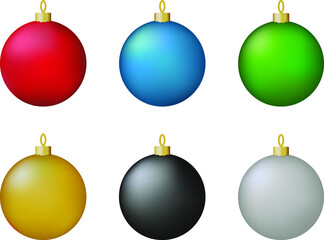 Christmas balls red blue green black white gold colors
