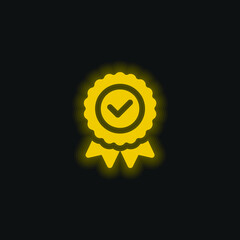 Badge yellow glowing neon icon