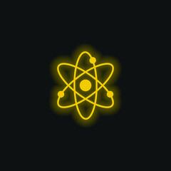 Atom yellow glowing neon icon