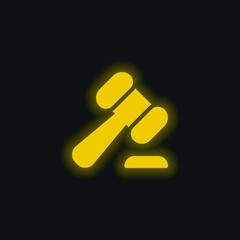 Auction yellow glowing neon icon