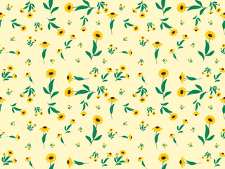 flower seamless pattern on yellow background