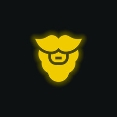 Beard yellow glowing neon icon