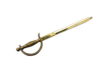 Vintage antique golden short sword photo isolated