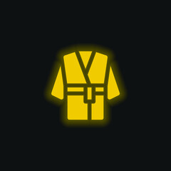 Bathrobe yellow glowing neon icon