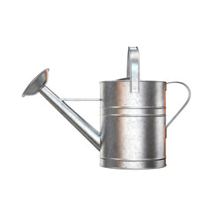 Metal watering can side view silver on white background, 3d render - obrazy, fototapety, plakaty