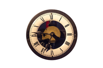 Vintage old mechanical isolated tower clock face