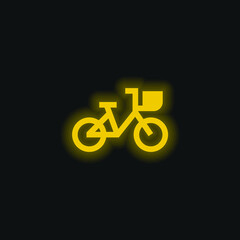 Bike yellow glowing neon icon