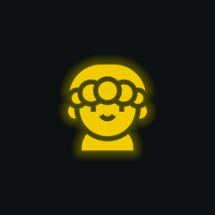 Boy yellow glowing neon icon